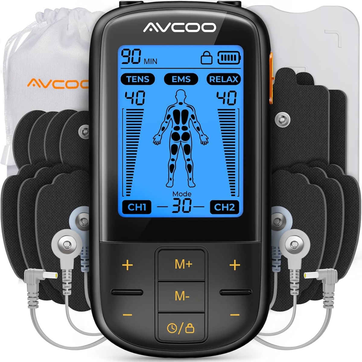 AVCOO 3-in-1 TENS Unit with 30 Modes